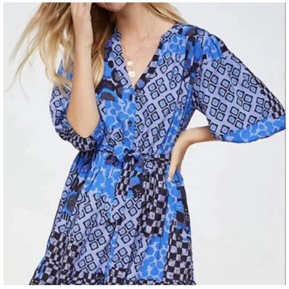 ANTHROPOLOGIE PORRIDGE  ISABEL MINI DRESS IN BLUE size  XS $ 59.00 - Picture 1 of 4
